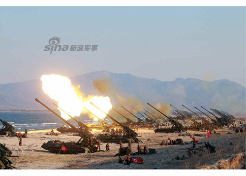 North Korea conducts largest-ever military drill with hundreds of M-1978 Koksan 170 mm self-propelled guns  and  MLRS. 