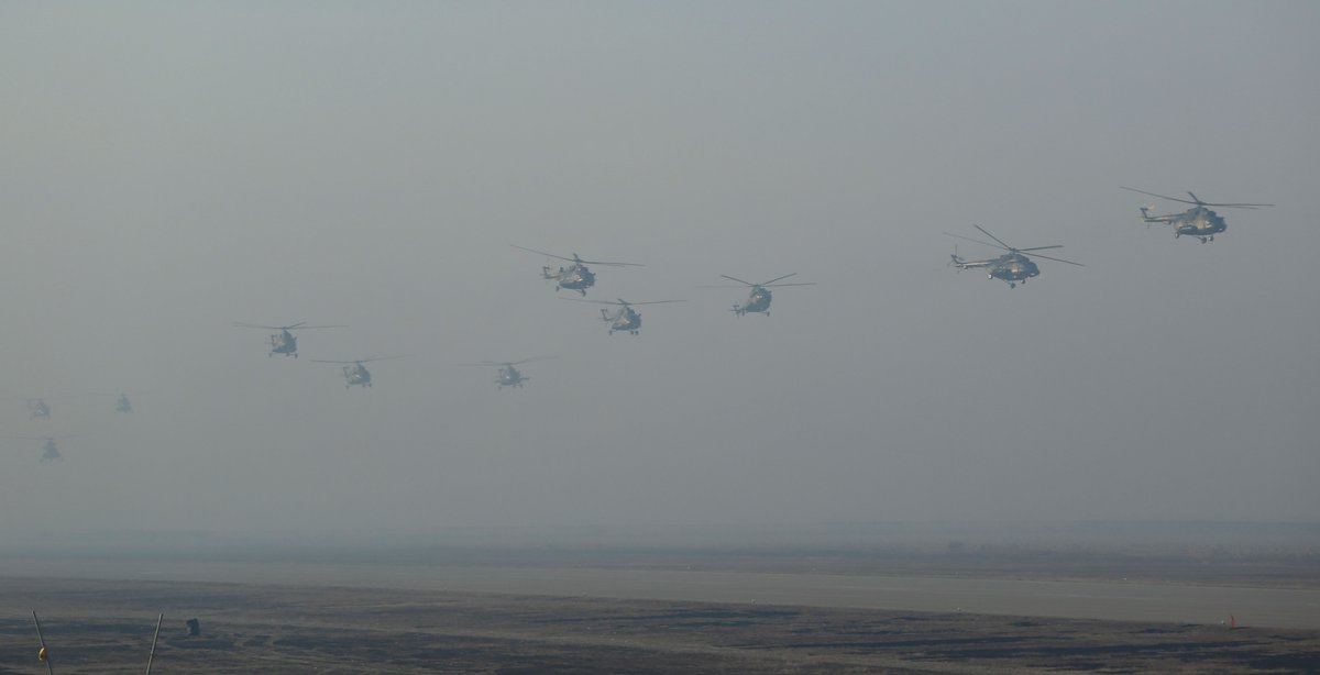 In Liaoning Province bordering North Korea, the People's Liberation Army Air Force is conducting multi-type helicopters coordinated training