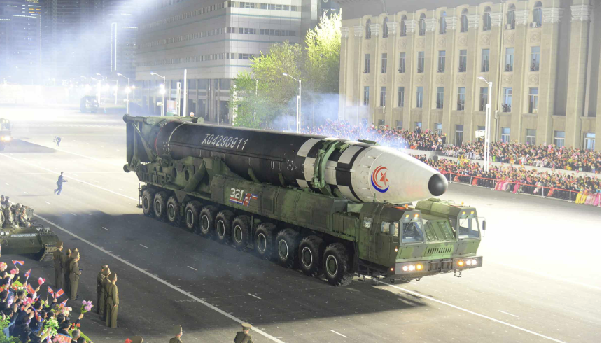 North Korean state-run newspaper Rodong Sinmun publishes first images of the April 25 military parade.   Photos show Kim Jong Un, Hwasong-17 ICBM and other missiles marching through the square