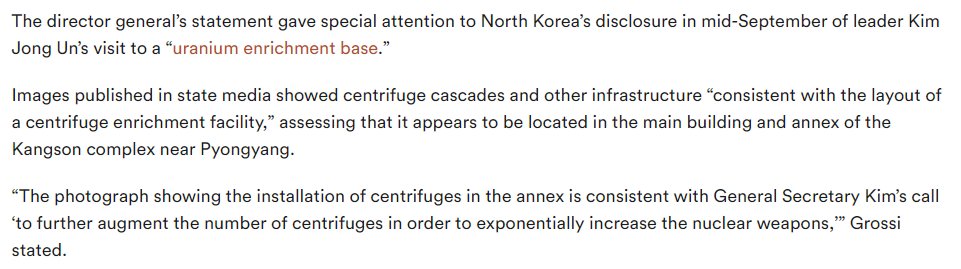 IAEA assesses that North Korean images of an unnamed centrifuge facilities released earlier this year are consistent with the Kangson UEP