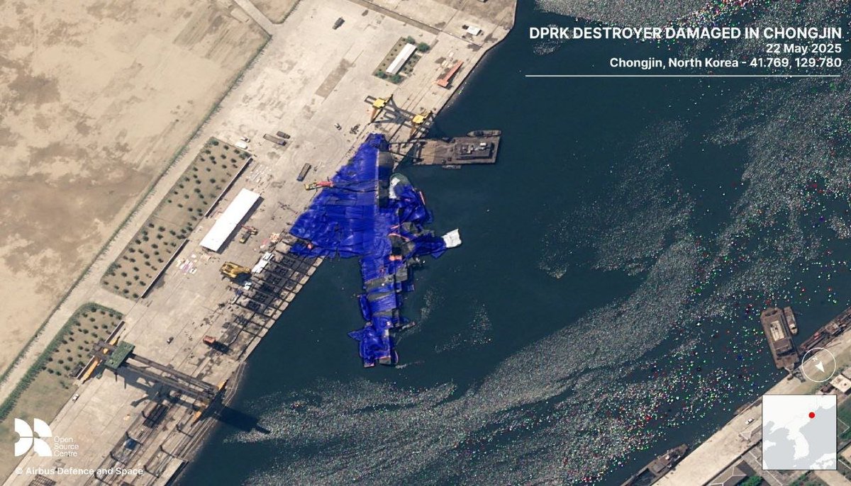 North Korea has detained three shipyard officials over an accident during the launch of a new warship on Wednesday