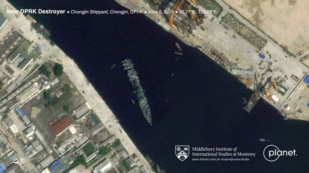 The DPRK destroyer that toppled is now upright and floating in the water @planet